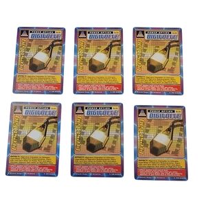 (6) 1999 DIGIMON CREST TAG Trading Card Lot Vintage Digivolve Bandai